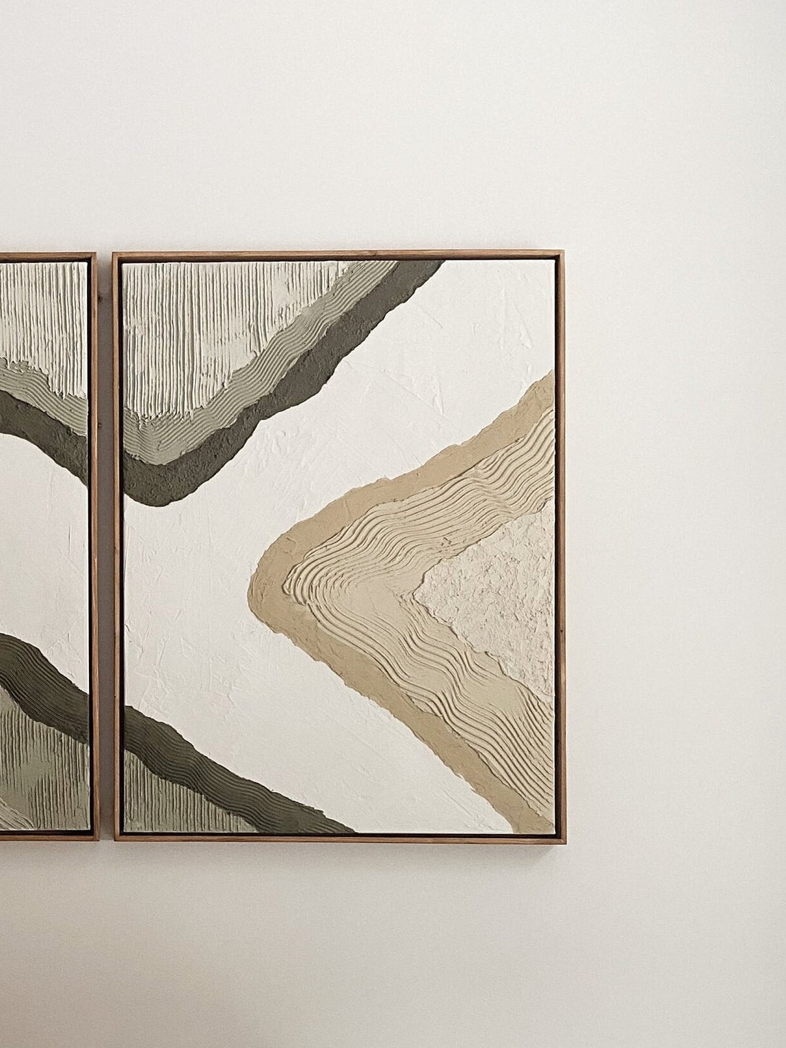 Abstract Landscape Duo: Modern Oil Painting in Earth Tones for Contemporary Decor