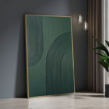 Tranquil Green Abstract Waves Oil Painting for Modern Home Decor