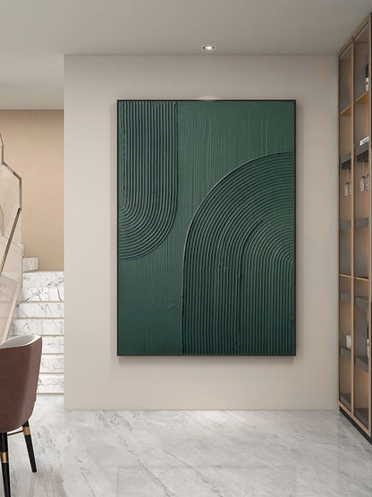Tranquil Green Abstract Waves Oil Painting for Modern Home Decor