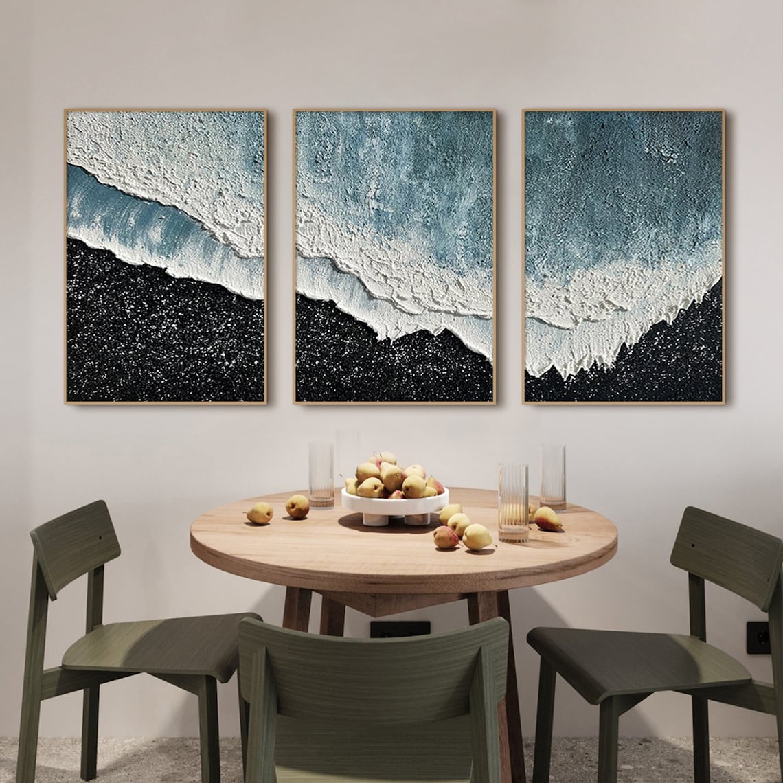 Serene Aegean Waves Triptych - Coastal Ocean Art for Home Decor