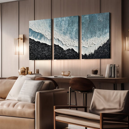 Serene Aegean Waves Triptych - Coastal Ocean Art for Home Decor