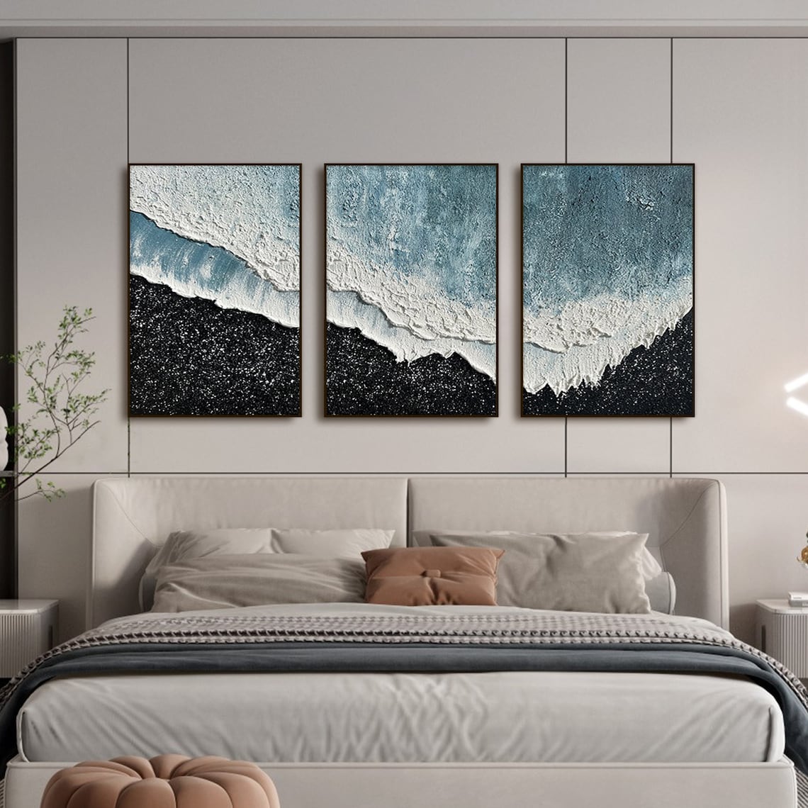 Serene Aegean Waves Triptych - Coastal Ocean Art for Home Decor