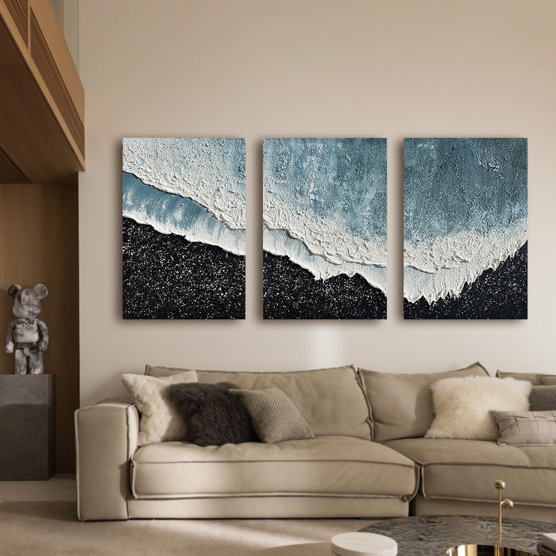 Serene Aegean Waves Triptych - Coastal Ocean Art for Home Decor