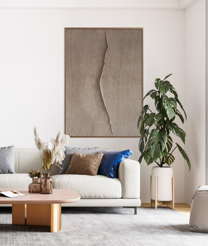 Textured Earth Tones: Serene Oil Painting for Modern Home Decor