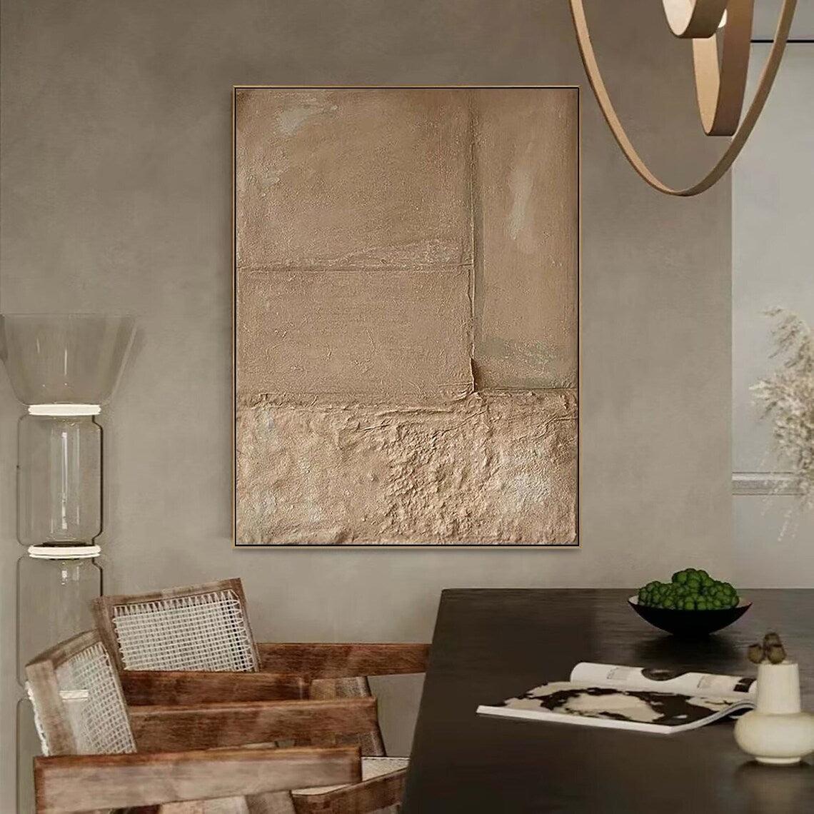 Abstract Earthy Tones Oil Painting for Modern Home Decor