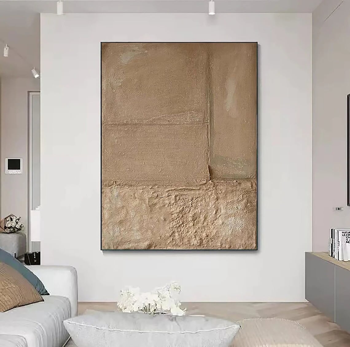 Abstract Earthy Tones Oil Painting for Modern Home Decor