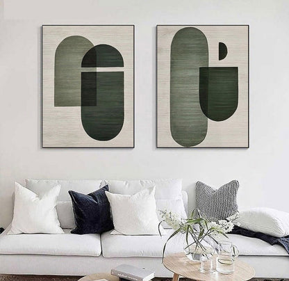 Modern Geometric Dual Oil Paintings for Stylish Home Décor