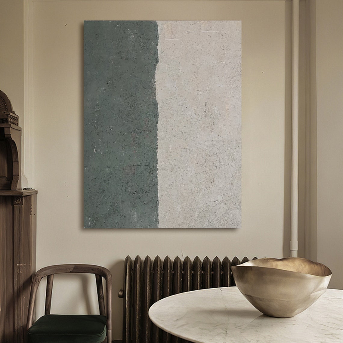 Modern Abstract Oil Painting in Neutral Tones for Contemporary Home Decor