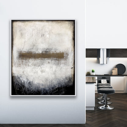 Abstract Monochrome Landscape Oil Painting for Modern Home Decor