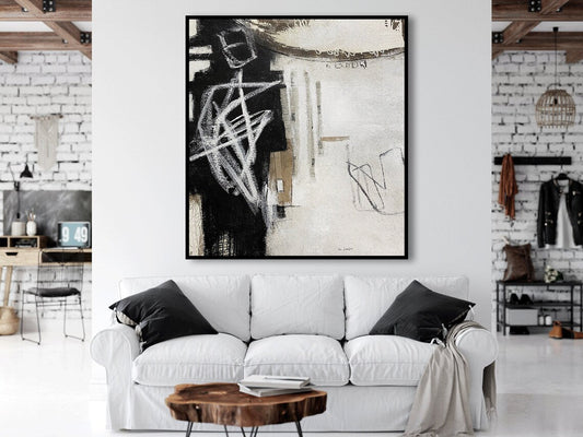 Contemporary Abstract Black and White Canvas Art for Modern Home Decor