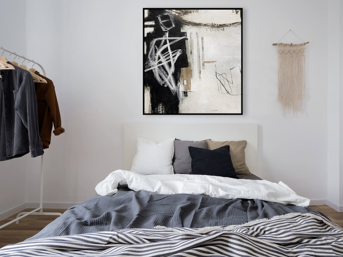 Contemporary Abstract Black and White Canvas Art for Modern Home Decor