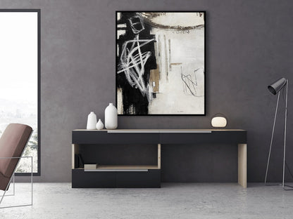 Contemporary Abstract Black and White Canvas Art for Modern Home Decor