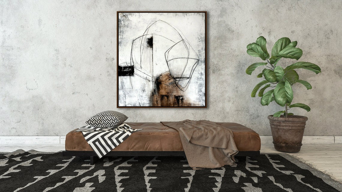 Modern Abstract Oil Painting - Contours and Textures for Stylish Home Decor