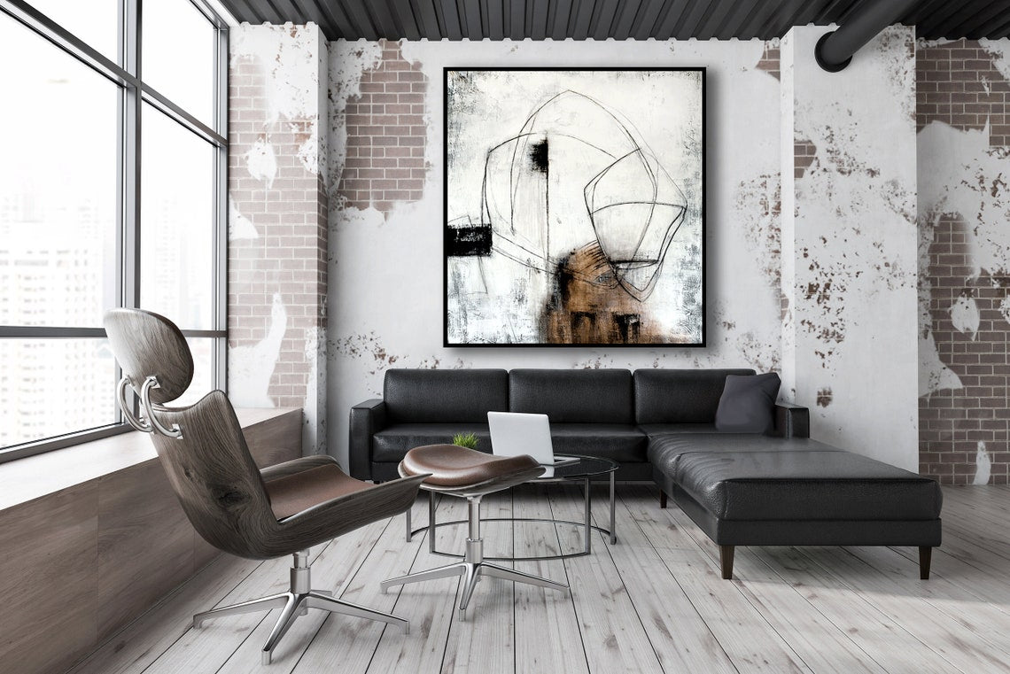 Modern Abstract Oil Painting - Contours and Textures for Stylish Home Decor