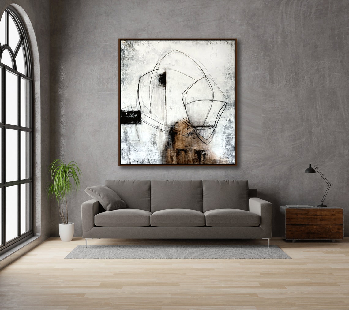 Modern Abstract Oil Painting - Contours and Textures for Stylish Home Decor