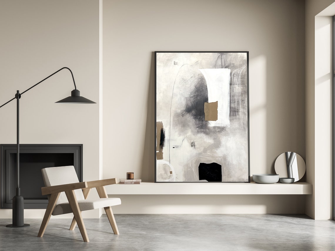 Modern Abstract Oil Painting with Ethereal Brushstrokes for Contemporary Decor