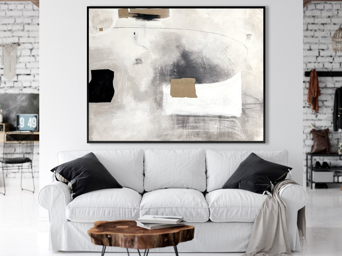 Modern Abstract Oil Painting with Ethereal Brushstrokes for Contemporary Decor