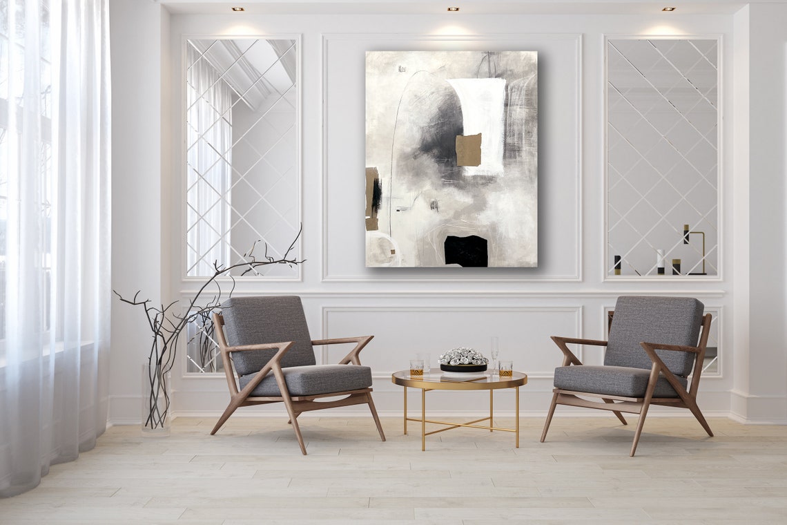 Modern Abstract Oil Painting with Ethereal Brushstrokes for Contemporary Decor
