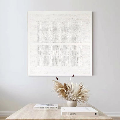 Minimalist White Textured Oil Painting for Modern Home Decor