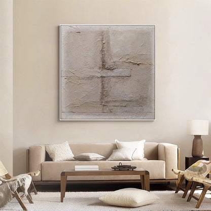 Textured Neutral Abstract Oil Painting for Modern Home Decor