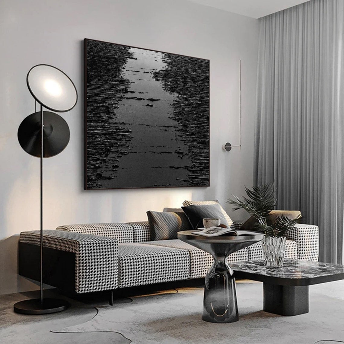 Serene Midnight Reflection Modern Oil Painting for Home Décor