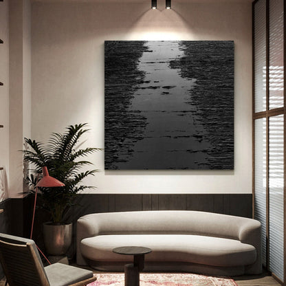 Serene Midnight Reflection Modern Oil Painting for Home Décor