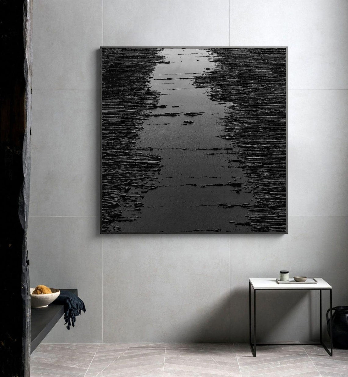 Serene Midnight Reflection Modern Oil Painting for Home Décor