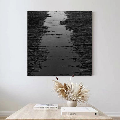 Serene Midnight Reflection Modern Oil Painting for Home Décor