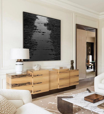 Serene Midnight Reflection Modern Oil Painting for Home Décor