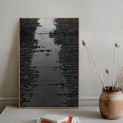 Abstract Black and Silver Oil Painting - Modern Home Decor Art Piece