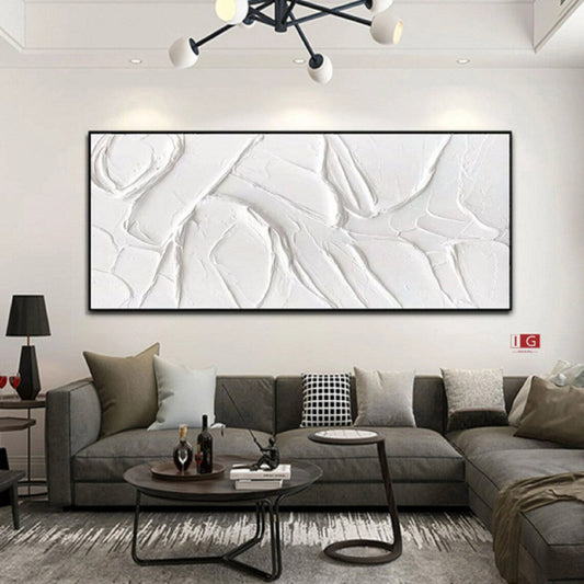 Elegant White Abstract Oil Painting for Modern Home Decor