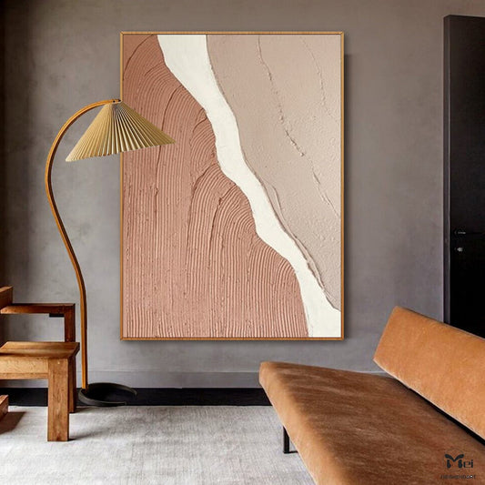 Abstract Earth Tones Oil Painting for Modern Living Room Aesthetic