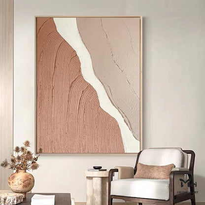 Abstract Earth Tones Oil Painting for Modern Living Room Aesthetic