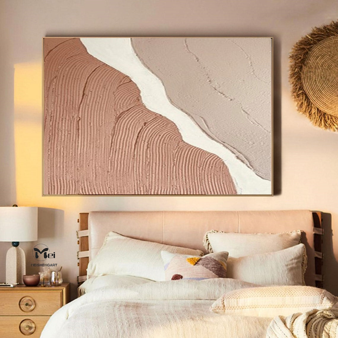 Abstract Earth Tones Oil Painting for Modern Living Room Aesthetic