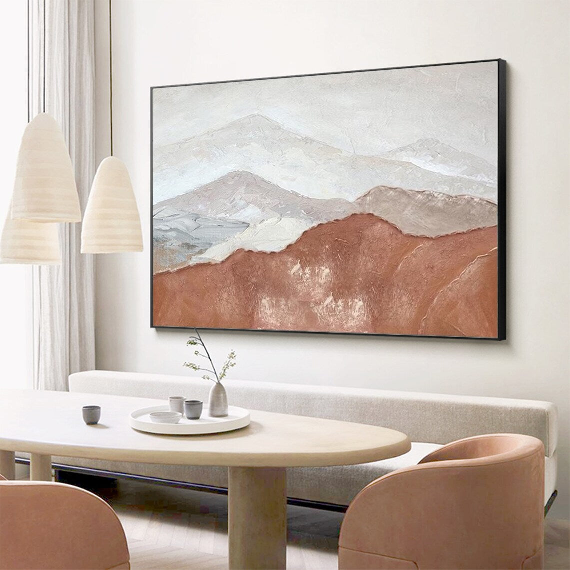 Serene Earth Tones Landscape Painting for Modern Home Decor