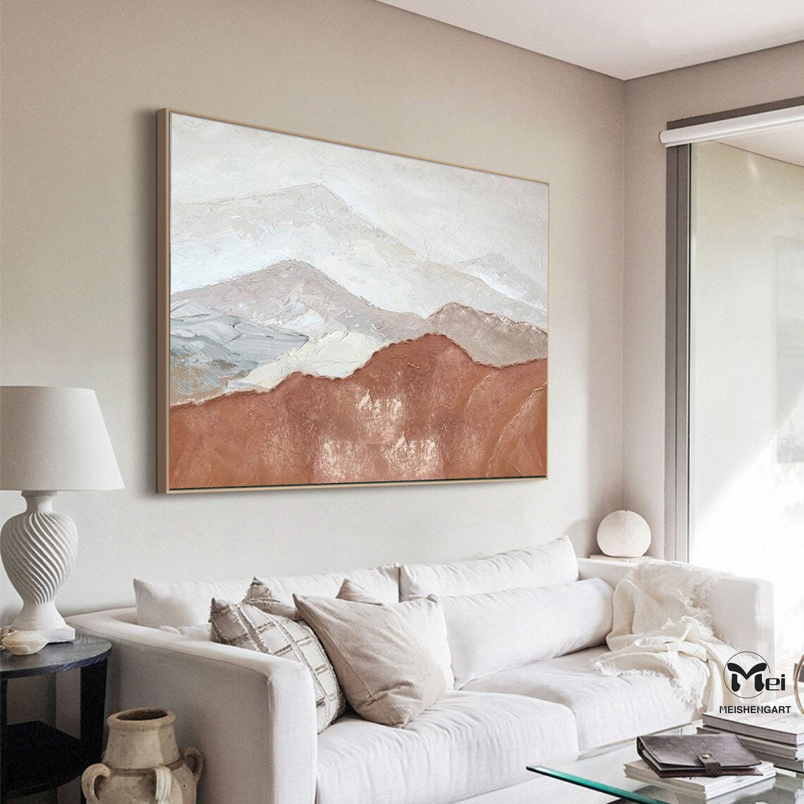 Serene Earth Tones Landscape Painting for Modern Home Decor