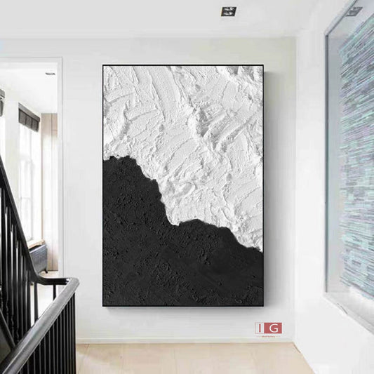 Stunning Black and White Abstract Oil Painting for Modern Home Decor