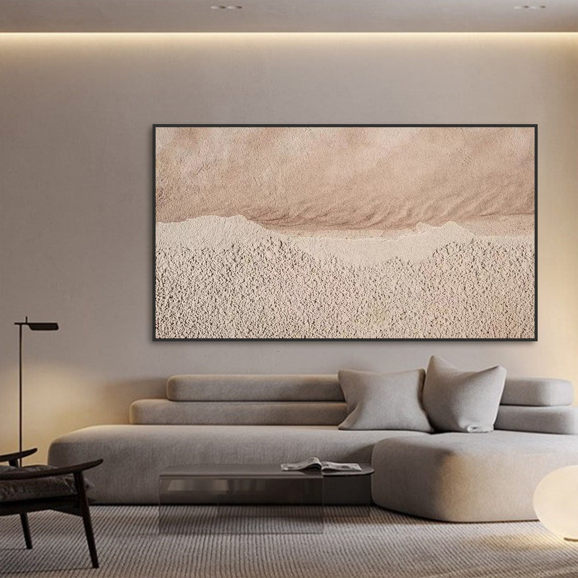 Stunning Desert Landscape Oil Painting in Warm Earth Tones for Modern Decor