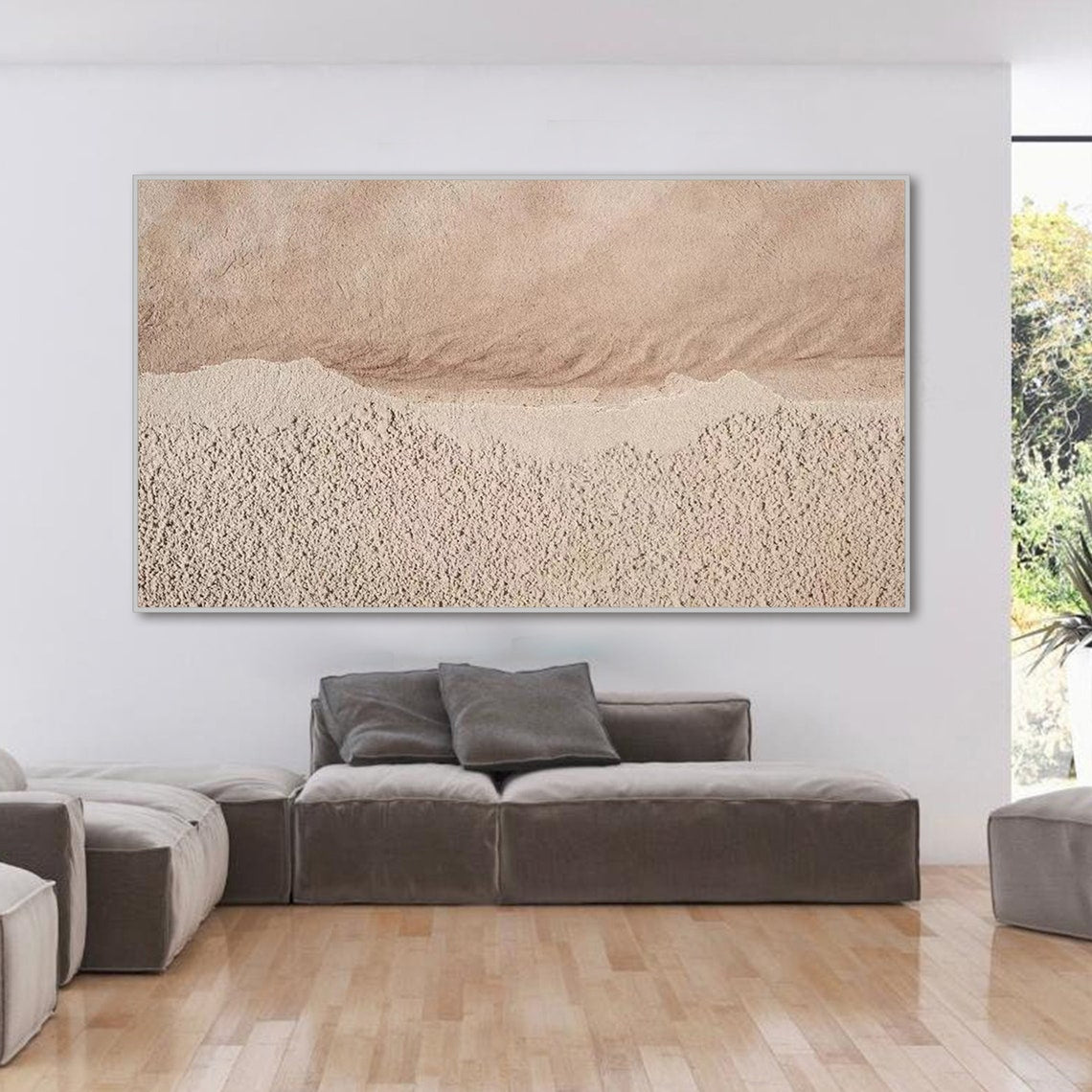 Stunning Desert Landscape Oil Painting in Warm Earth Tones for Modern Decor