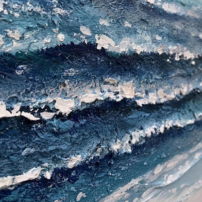 Tranquil Coastal Waves Oil Painting for Serene Home Decor