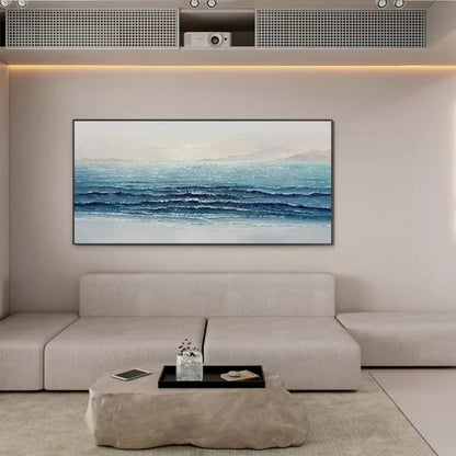 Tranquil Coastal Waves Oil Painting for Serene Home Decor