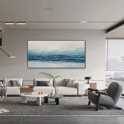 Tranquil Coastal Waves Oil Painting for Serene Home Decor