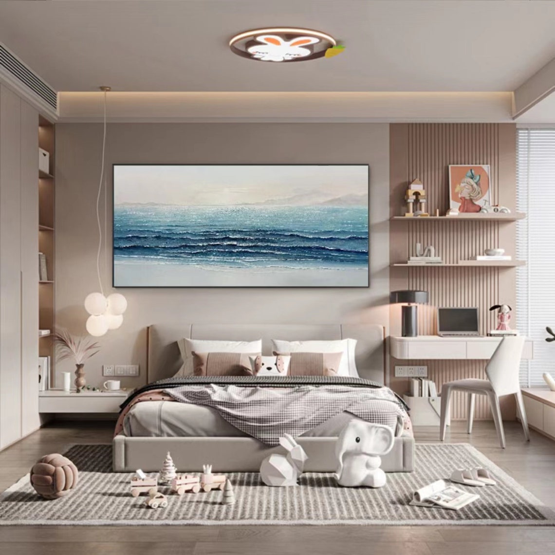 Tranquil Coastal Waves Oil Painting for Serene Home Decor