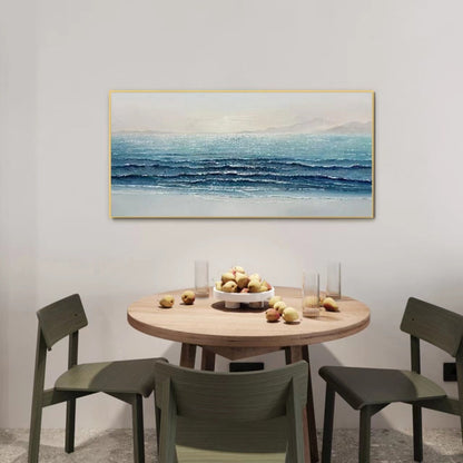 Tranquil Coastal Waves Oil Painting for Serene Home Decor