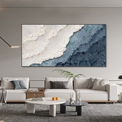 Serene Coastal Abstract Oil Painting for Modern Home Décor