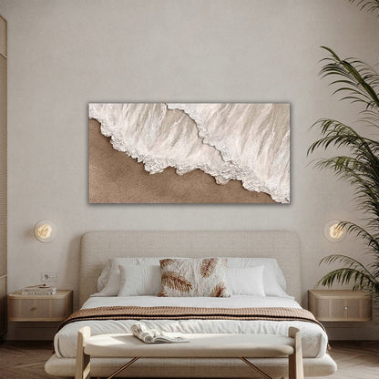 Serene Ocean Waves: Elegant Coastal Oil Painting for Modern Home Decor