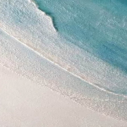 Tranquil Coastal Escape: Serene Blue Waves and Sandy Shore Oil Painting