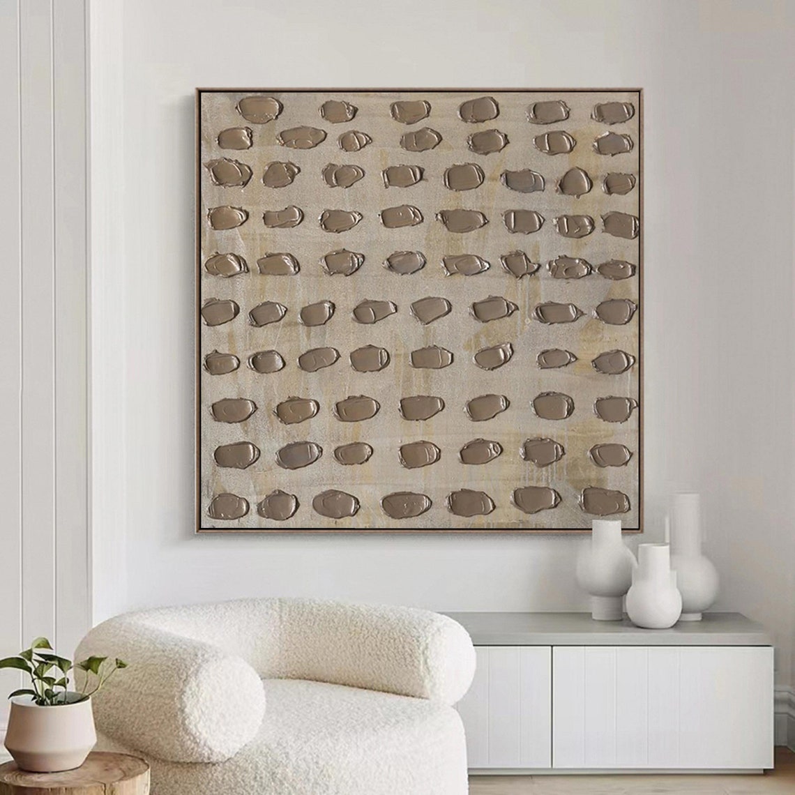 Textured Modern Oil Painting - Silver Echoes Art for Contemporary Home Decor