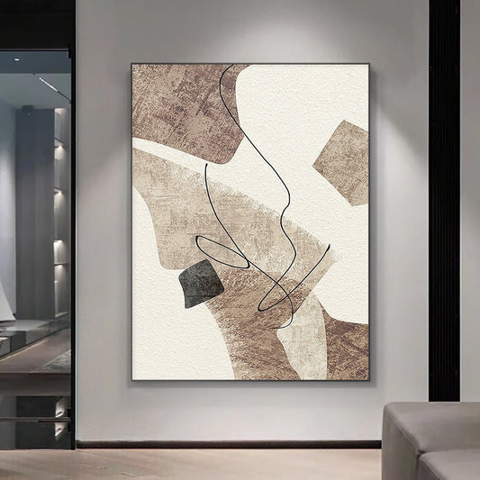 Abstract Oil Painting in Neutral Tones for Modern Home Decor