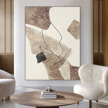 Abstract Oil Painting in Neutral Tones for Modern Home Decor